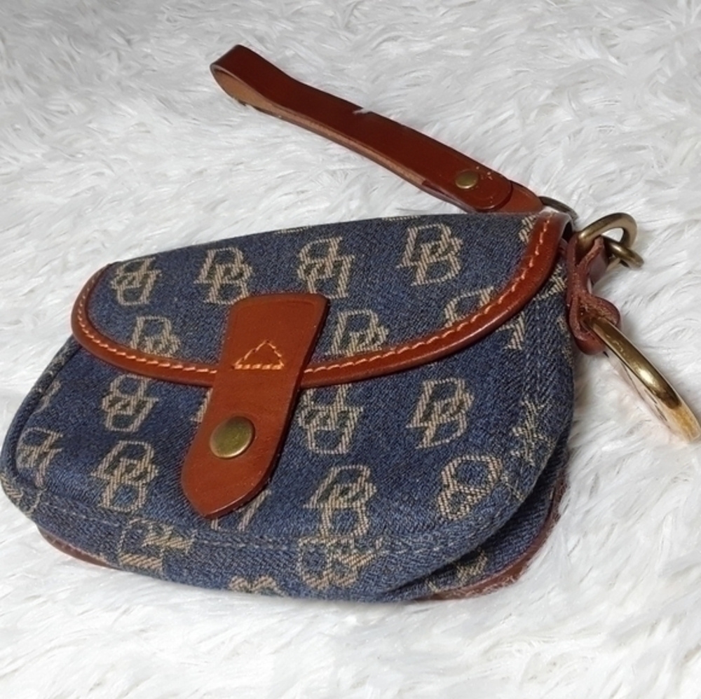 Dooney & Bourke Vintage Leather & Cloth Clutch Bag